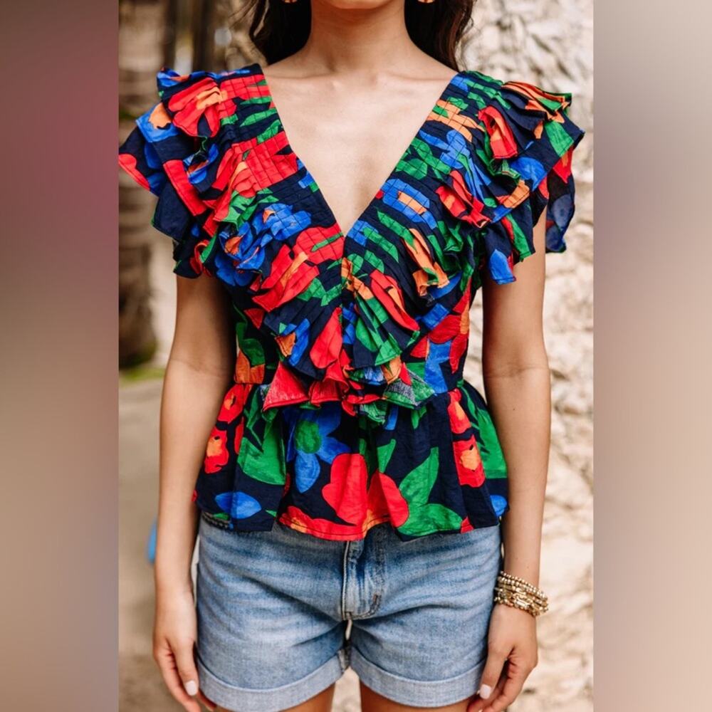 Entro Ruffled Floral Top